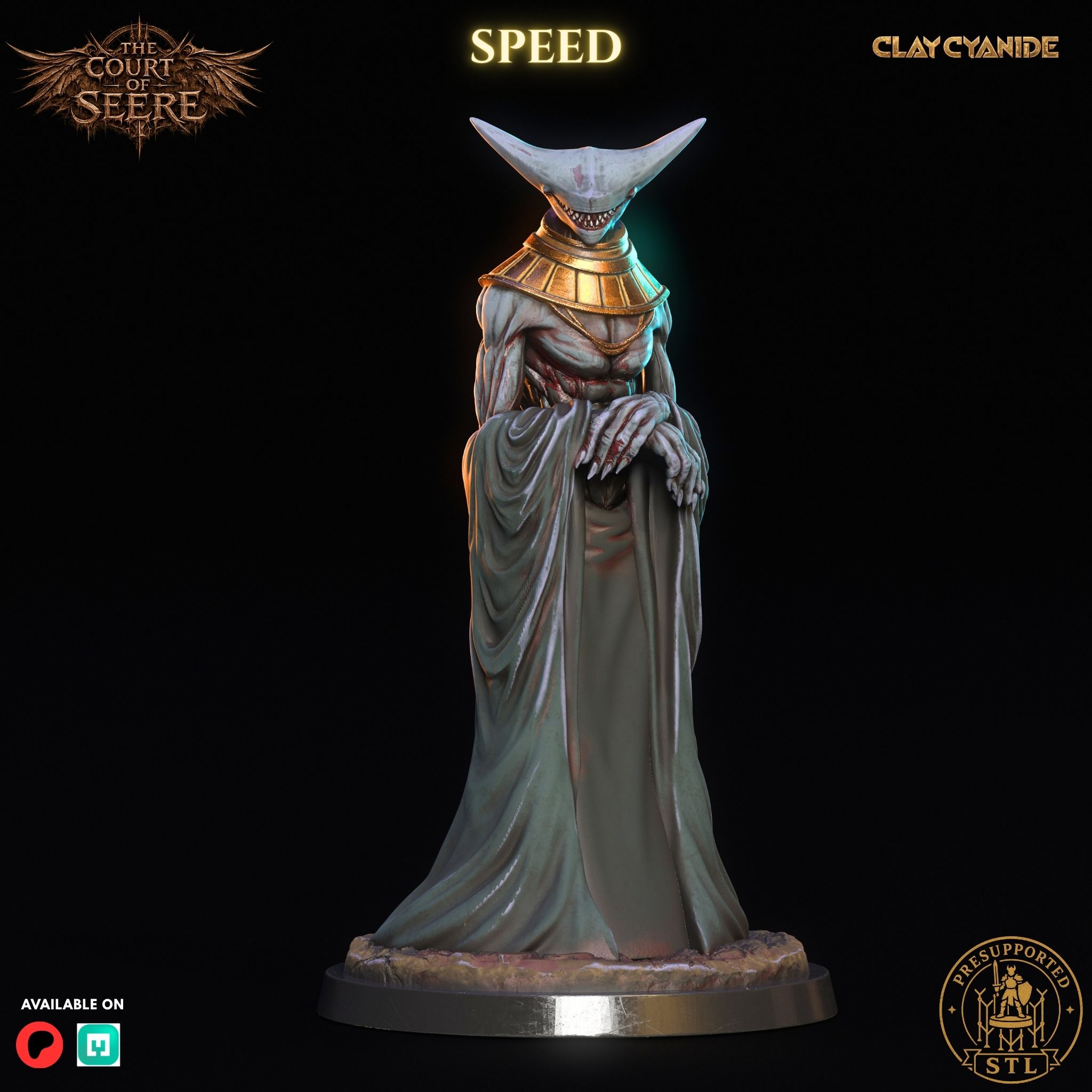 Speed — the Elder Velocity, Herald of Prince Seere, dark fantasy 3D printable STL miniature by Clay Cyanide